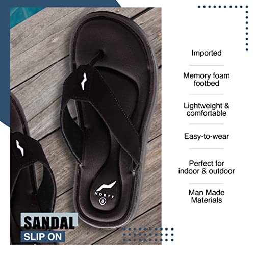 Norty Casual Memory Foam Flip Flop Summer Sandals Men - Indoor Slippers, Shower Shoes, And Beach Flip Flops For Men - Black Flip Flop, Size 10 Medium Width #TOP3