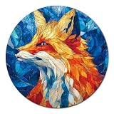 1000 Piece Puzzle for Adult, Sea Glass Red Fox Round Jigsaw Puzzle-26.6 in