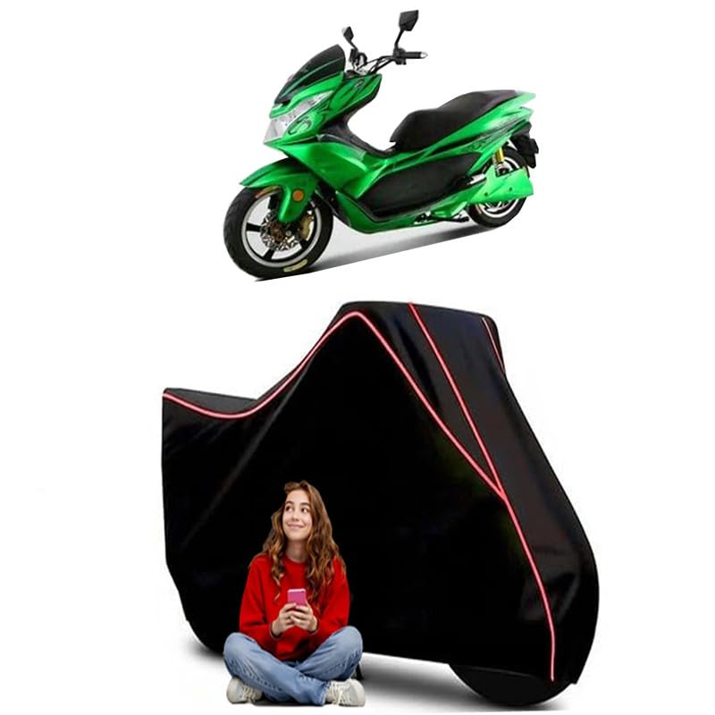 Image of Cruiser Scooty Bike Cover Water Resistant Outdoor Use Universal Fit Scooters Motorcycles Heavy Duty UV Protection Dust Rain Scratch Resistant Elastic Bottom Black Blue Piping