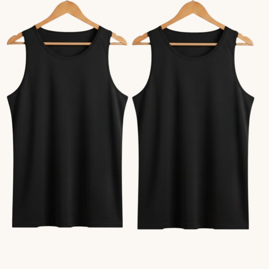 Men's Sleeveless Vest Tank Top, Round Neck, Black Pink Navy-picture-41