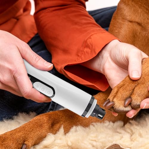 犬用爪やすり 電動トリマー 3段階速度調整 - 痛みのないペット足ケアツール - 無音コードレス爪ケアデバイス 小型犬猫子猫用