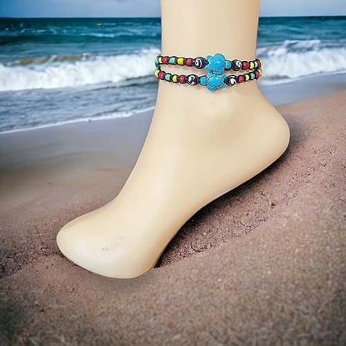 LAVIP Leather Rasta plaided hippie bracelet Turtle Hemp Bracelet Turquoise Color - Hawaiian Sea Turtle Bracelet - Image 4