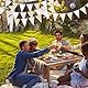 FLEXNOVA 12M Wimpelkette Outdoor Wetterfest, Girlande Beige Boho Deko Outdoor Wimpelgirlande Wimpelkette Leinenstoff 36 Wimpeln für Hochzeit Geburtstag Babyparty Baby Shower Gartenparty Kinderzimmer
