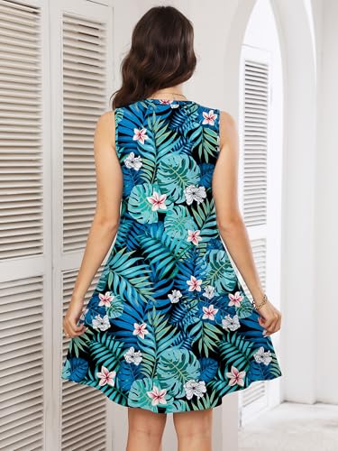 Image of Heymoments Women's Summer Sleeveless Crewneck Dresses Casual Loose Fitted Tank Sundress with Pockets