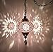 DEMMEX (8 Colors) Turkish Moroccan Mosaic Swag Plug in Ceiling Hanging Light Pendant Lİght Fixture with 15feet Cord Decorated Chain & North American Plug (Purple Lilac - 6.5