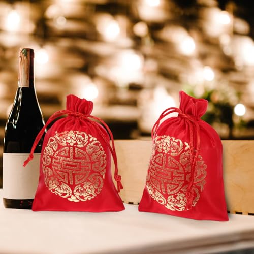 CLISPEED 20pcs Candy Bags for Year Celebration Decorative Drawstring Pouches for Jewelry Sweets Elegant Design for Spring Festival Lunar Year Events2