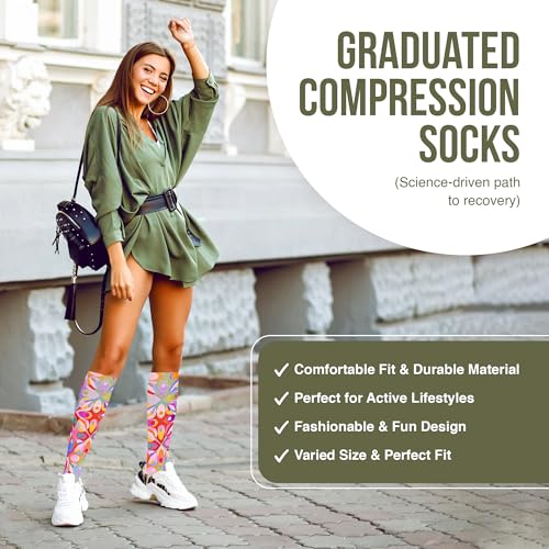 Image of Celeste Stein Therapeutic Graduated Women Compression Socks, Diabetic Socks For Womens, 8-15 mmHg For Regular Calf