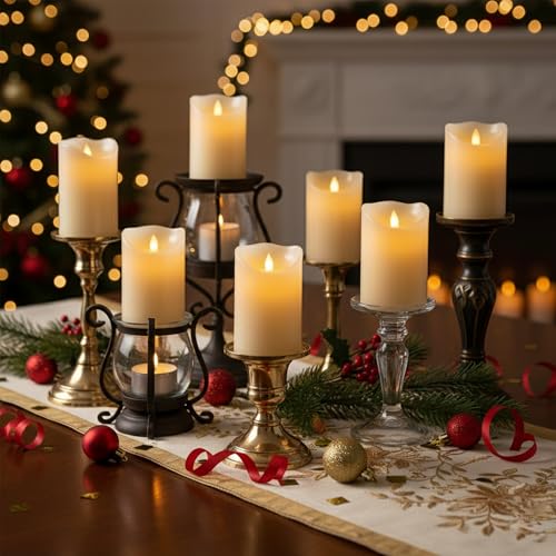 Image of LTETTES Flameless Frosted Plastic Pillar LED Candles | 2 AA Battery Operated | Decorative Candles for Home Decor, Party & Indoor Outdoor Use | Set of 5 with Remote