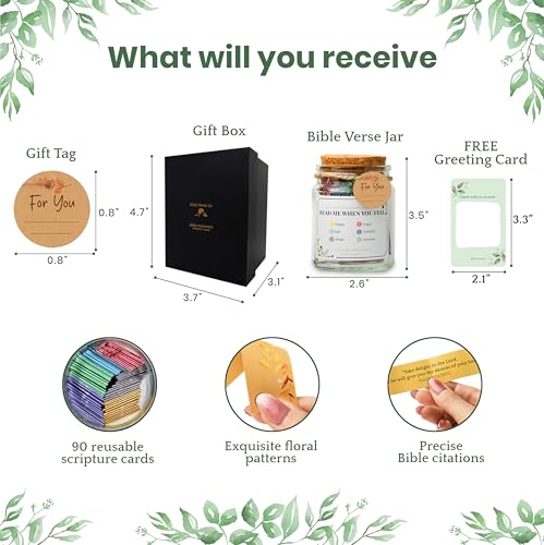 daily moments Bible Verse Jar – Chirstian Mothers Day Gifts For Mom and Nana, Christian Gifts for Women Confirmation & Baptism, 90 Read Me When Color Coded Bible Verses in a Jar for Men & Decor — view 3