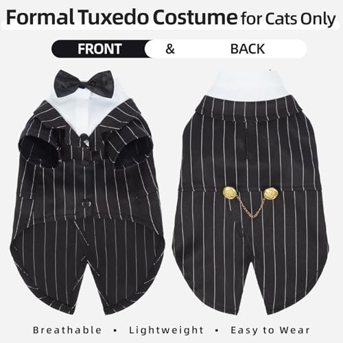 QBLEEV Cat Tuxedo Outfit with Bow Tie, Sphynx Cat Costume Formal Suit Wear by QBLEEV - Image 2