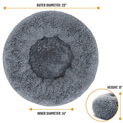 Active Pets Plush Calming Dog Bed, Donut Dog Bed for Small Dogs, Medium & Large, Anti Anxiety Dog Bed, Soft Fuzzy Calming Bed for Dogs & Cats, Comfy Cat Bed, Marshmallow Cuddler Nest Calming Pet Bed