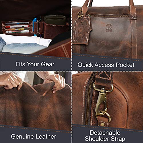 Handmade Leather Carry On Bag - Airplane Underseat Travel Duffel Bags By Rustic Town (Mulberry)