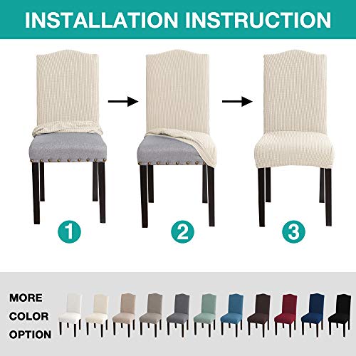 Turquoize TQBLG-2DINING-NATURAL Chair Covers For Dining Room Chair Covers Set Of 2 Spandex Removable Kitchen Chair Covers Parson Chair Slipcover Chair Seat Covers thumb #4