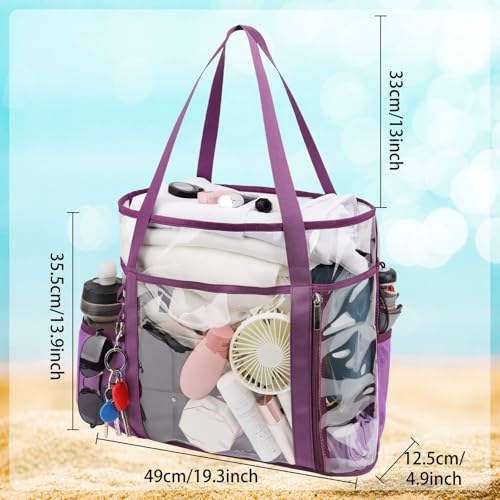 TINYAT Beach Tote Bag for Women Large Capacity - Waterproof Sandproof 6 Pockets with Zipper Gym Travel Shopping Handbag3
