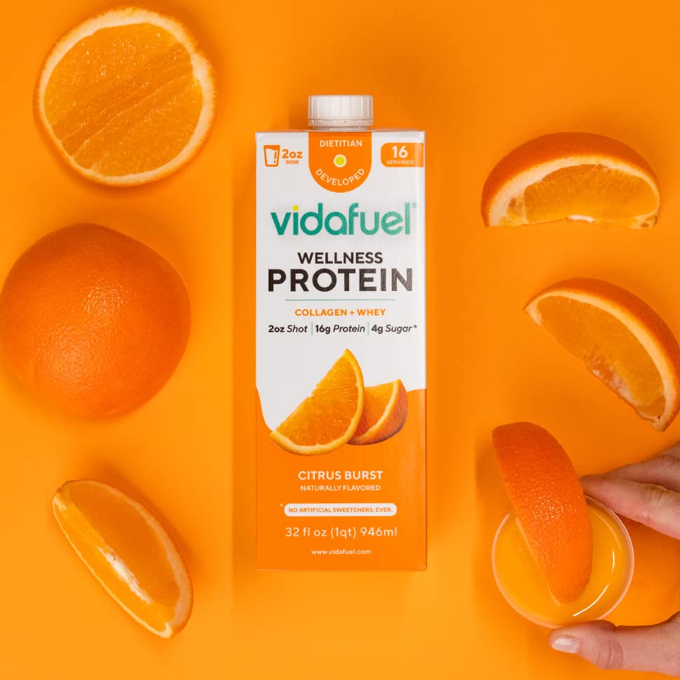 Vidafuel Protein Drink, 16g Protein per 2oz Shot, 32 fl oz Carton, 2 Pack, Citrus, Collagen and Whey Drink, No Artificial Sweeteners - Image 3