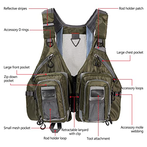 Bassdash Fly Fishing Vest With Pockets Adjustable Size For Men Women Bass Trout Fishing Fv12 #TOP1