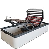 3 años de garantía. VentadeColchones - Canapé Articulado Abatible de Gran Capacidad con Mando Inalámbrico + App Móvil, Polipiel Blanco, Medida 135 x 190 cm