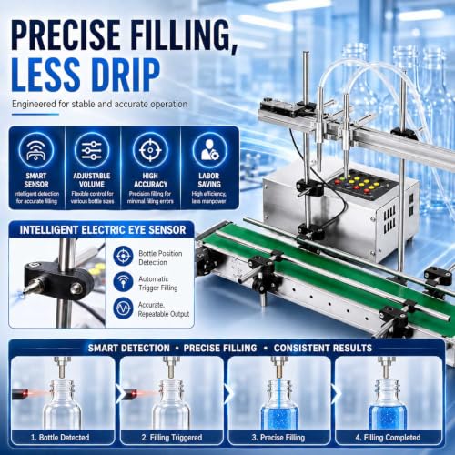 Llenadora de botellas de doble boquilla con sensor inteligente y panel digital 6