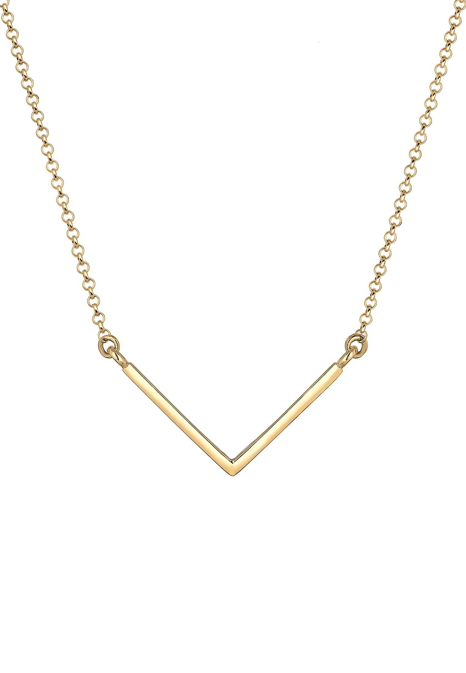 Elli Women's 925 Sterling Silver Gold Plated Triangle Geo V-Necklace of Length 45 cm