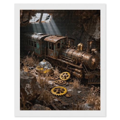 Art diamant train wreck steampunk tableau DIY déco maison salon