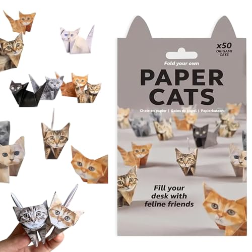 ZALAOR DIY Paper Cats Origami Kit 50 Pcs Cute 3D Cats Origami Kit Creative Origami Animal Kits Funny Craft Activity for Adults Animal Lovers