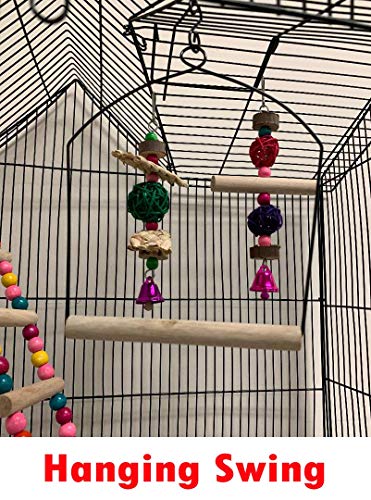 Large Canary Parakeet Cockatiel Lovebird Finch Roof Top Bird Cage With Stand -18"X14"X63" (Black With Toy) #TOP6