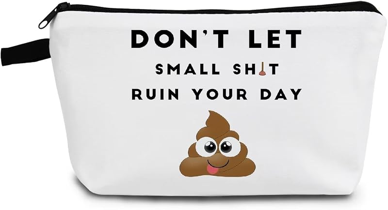 Necessaire de maquiagem YULUENZE com estampa Funny Poop 01 e zíper metálico