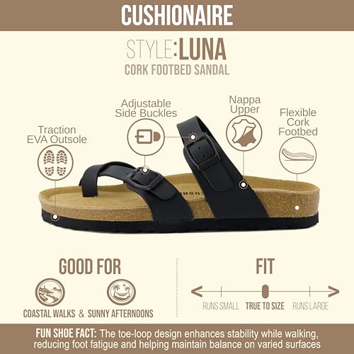 Image of CUSHIONAIRE Women's Luna Cork Footbed Sandal With +Comfort