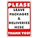 Please Leave Packages Here Sign - 12' x 8' Large Metal Package Delivery Sign for Home and Business - .04