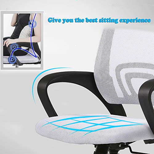 BestOffice Office Chair Mid Back Desk Chair1 Ergonomic Mesh Computer Gaming with Larger Seat, Executive Height Adjustable Swivel Task with Lumbar Support Armrest for Women Adults Women, Men White by BestOffice - Image 6