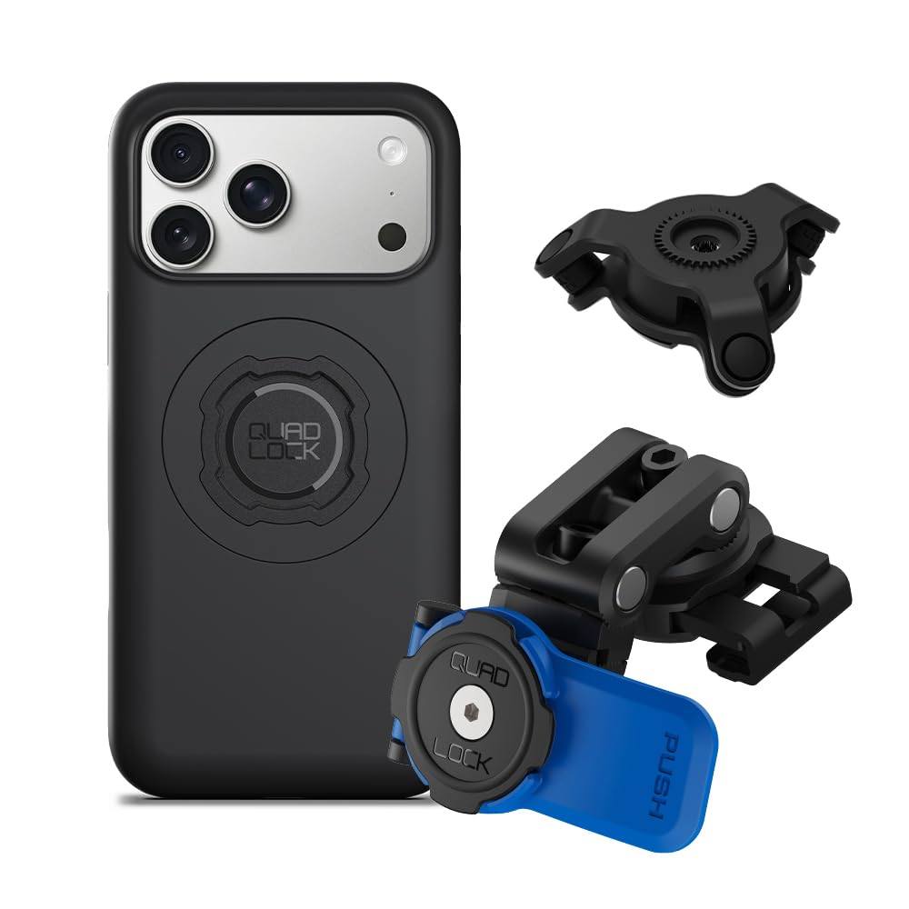 QUAD LOCK Soporte de Teléfono para Depósito del Líquido del Freno de Moto con Amortiguador de Vibraciones y Funda mag para iPhone 17 Pro MAX
