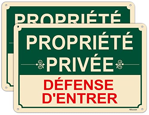 2 Pièces Panneau Propriété privée défense d'entrer 30 x 20cm Aluminium Panneaux d'avertissement de Protection UV, Très Résistant en Extérieur, pour Les Zones extérieures et intérieures