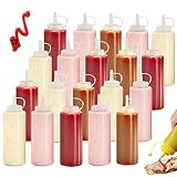YISKY Saucenflasche für Home, 20 Stück 4oz Squeeze Flasche aus Kunststoff, Transparente Quetschflasche, Squeeze Flasche mit Kapp, Aufbewahrungsbehälter für Ketchup Senf Mayo Soßen Olivenöl