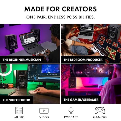 Image of M-AUDIO BX5BT Pair 5 inch Desktop Studio Monitor Speakers with DSP and Bluetooth with App Control, for Music Production, Video Edits, Content Creation, Podcasting