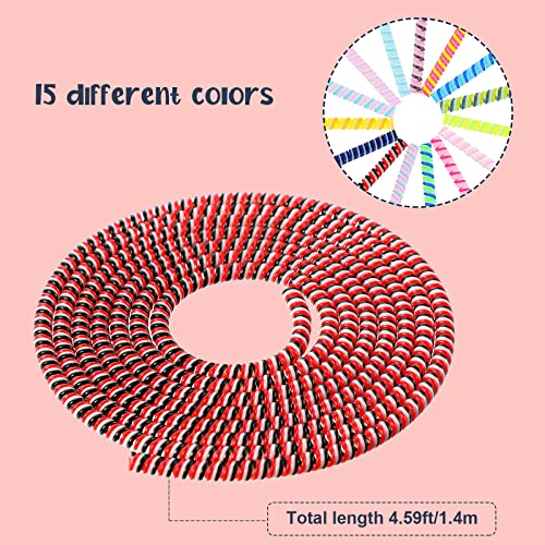 Frienda 15 Pcs Spiral Cord Protectors from Pets No Chew 4.59ft PVC Spiral Cable Protector Phone Charger Protective Sleeve Headphone Cable Saver for USB Data Wire(Vivid Color) by Frienda - Image 5