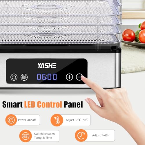 YASHE Dörrautomat mit Edelstahlgitter, 5-lagiger Dörrgerät, 400W Dehydrator mit Timer für Fleisch, Obst, Gemüse, Kräuter und Hundesnacks – Bild 3