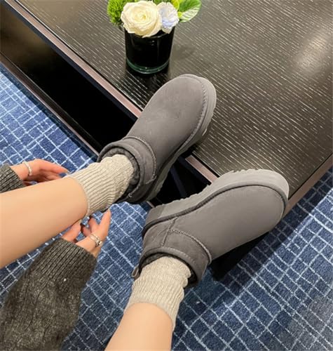 Fashion Platform Boots for Women's Fur Fleece Lined Suede Mini Boots for Men Comfortable Warm Outdoor Indoor House Non-Slip Short Ankle Boots Winter4