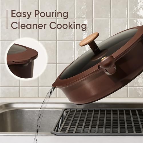 Image of CAROTE Pots and Pans Set, Ceramic Cookware Set Non Stick with Detachable Handle, RV Kitchen Cooking Set, Induction & Oven Safe, Non-Toxic, PFAS and PFOA Free, Dark Choco, 19 Pcs