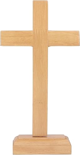 Miniatura 8 de AYNEFY Cruz católica, hecha a mano con crucifijo católico de madera con base extraíble, iglesias religiosas cristianas para oficina en casa