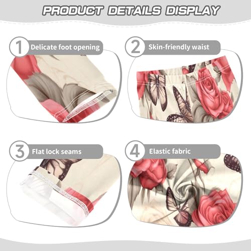 Toddler Girls Leggings Printed Yoga Pants Leggings Butterfly Red White Rose for Kids3
