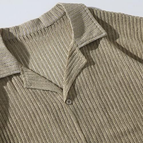 Camisa de manga corta para hombre transpirable cómoda y holgada de punto 5