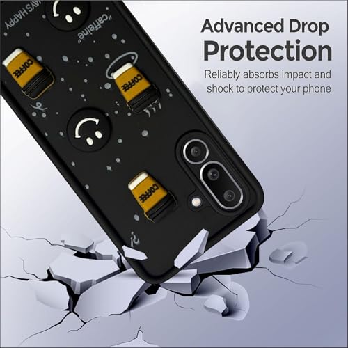 Image of SBMS Silicone Back Cover Case for Samsung Galaxy M36 5G / F36 5G | Cute Fun 3D Cartoon, Coffee Design Silicone Case | Camera Protection Bump | Shockproof Back Cover for Sam M36 5G (Coffe Mug Black)