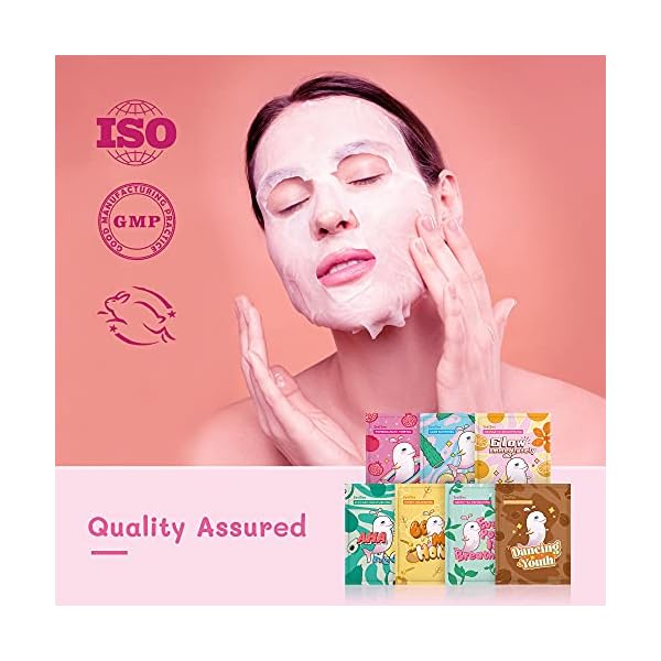 ZealSea Sheet Mask Skin Care (Pack of 7) Beauty Facial Mask Spa Face Mask Birthday Party gifts Women, Men kids Girls - Hydrate, Brighten, Moisturize,Soothe for All Skin Types