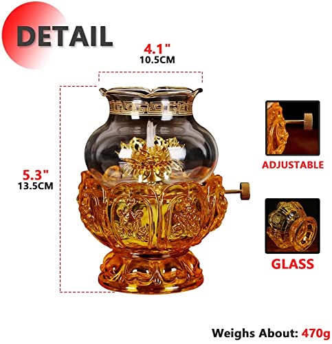 Riigoog Oil Lamps For Indoor Use Crystal Glass Kerosene Lamp Adjustable Switch Oil Lantern Nostalgia Hurricane Lamp Lotus Oil Lamp Burner Buddha Front Decoration Light 5.3 In Open Flame Paraffin Lamp #TOP5