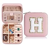 Parima Gifts for Girls - Travel Jewelry Box for Sister, Jewelry Box Organizer for Sister Birthday Gifts for Teen Girls - Letter H, Pink