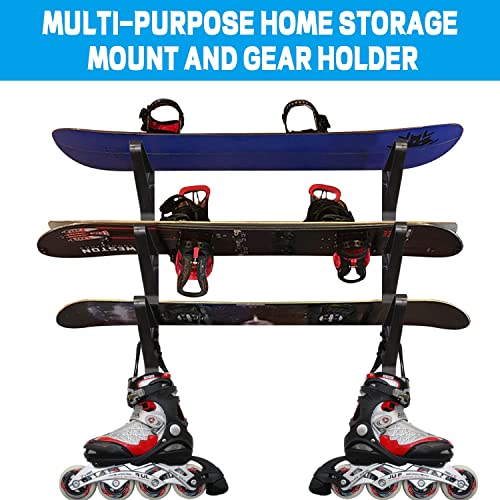 Poskad Snowboard Wall Mount Rack Display Wall Holder,Adjustable Storage Layers Space Saving Design,Home and Garage SKi Board Storage. (1 Set) by Poskad - Image 3
