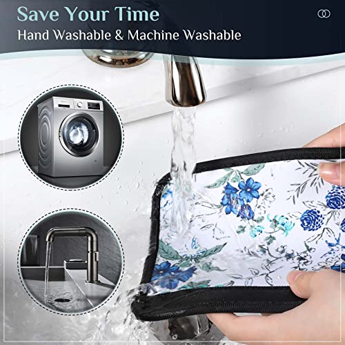 Image of Nuovoware Refrigerator Door Handle Covers, Fridge Handle Covers Set of 6 for Kitchen Appliance, Washable Decor Cloth Keep Fridge Microwave Dishwasher Oven from Oil Fingerprint Stain, White Flowers