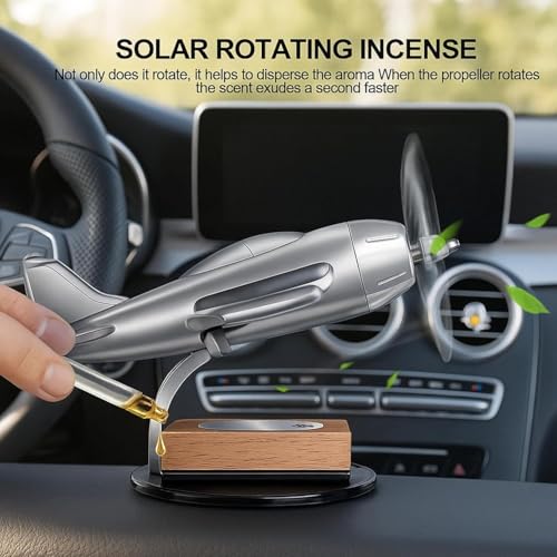 Image of SARTE Car Dashboard Decoration Item Solar Airplane Perfume Diffuser Automatic Rotating Jet Air Freshener Unique Solar Powered Car Dashboard Toy and Interior Accessory for Long-Lasting Fragrance