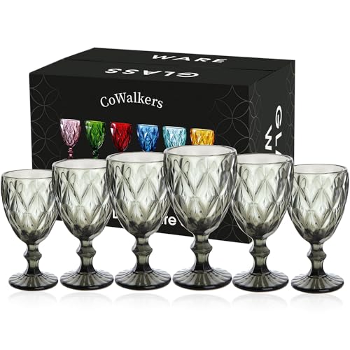 Recopilación y reviews de Copas de vino brindando que Puedes comprar On-line. 27 Conjunto de Copas de Vino Antiguas de 6,Copa de Agua de Vidrio de 300 ml,Patrón Único en Relieve,Barra de Boda de Cristalería,Juego de Copas de Vino de Cristal Cortado (Gris)