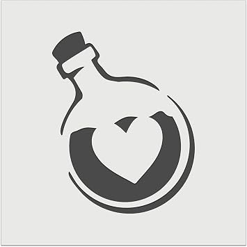 Heart Love Health Potion Bottle Wall Cookie DIY Craft Reusable Stencil - 5.5 Inch